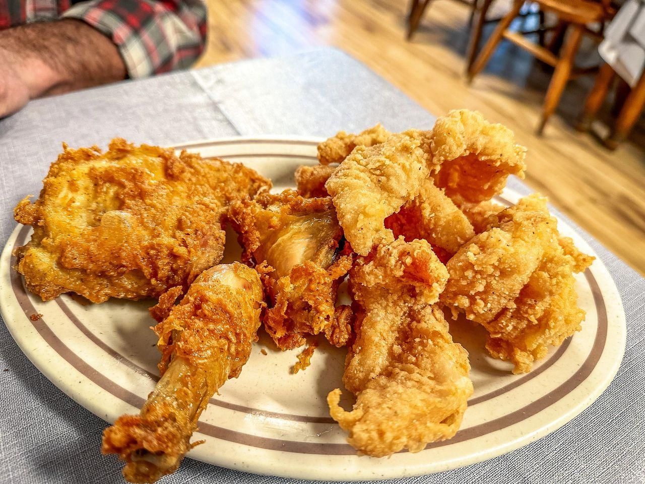 Fried chicken and fried catfish at The Lighthouse Restaurant at Sulphur Well