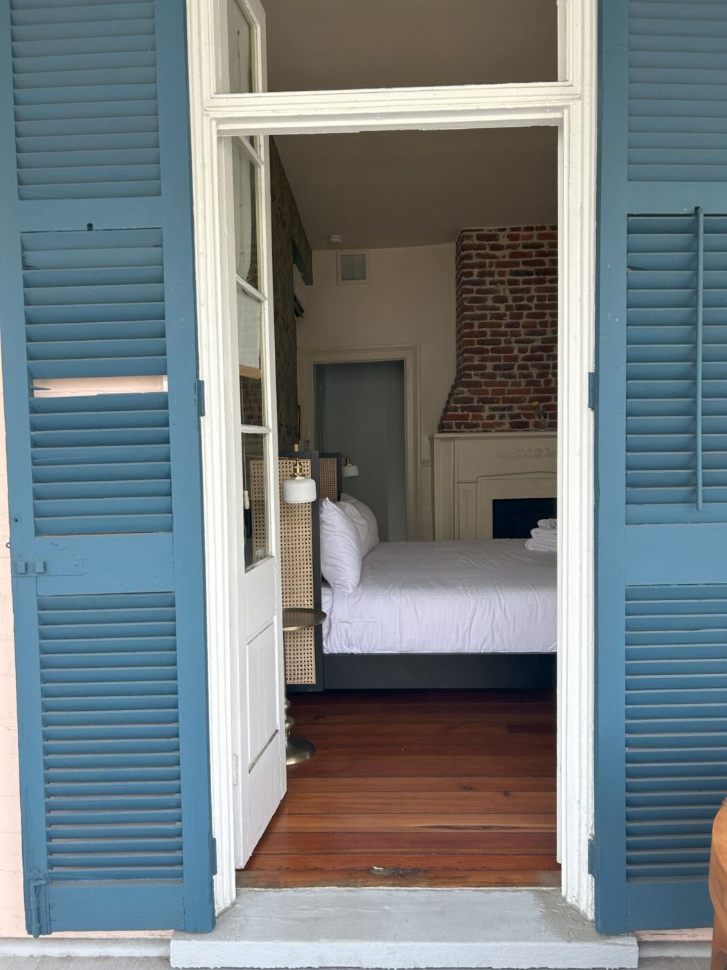 Bedroom from the veranda at The Ashely Inn, Charleston, South Carolina