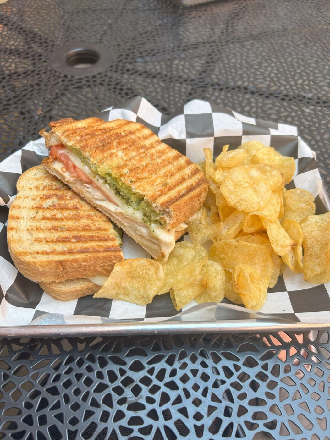 Chicken pesto panini at Mill House Cafe, Franklin, Kentucky