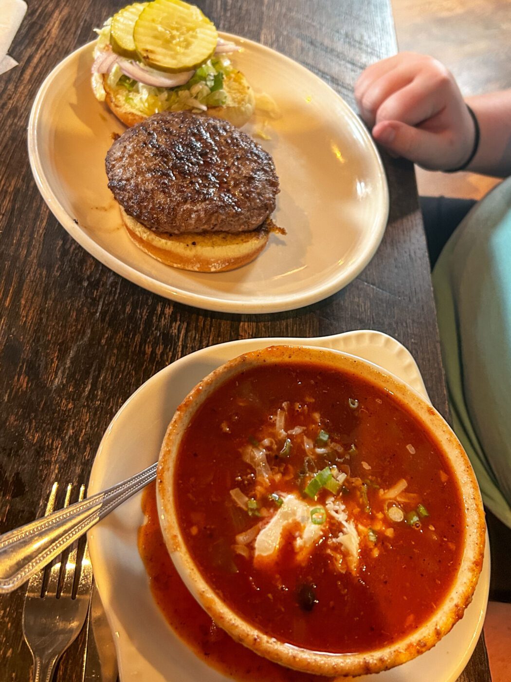 Zim's Burger and Bluegrass Bourbon Chili at Zim's Cafe in Lexington, Kentucky