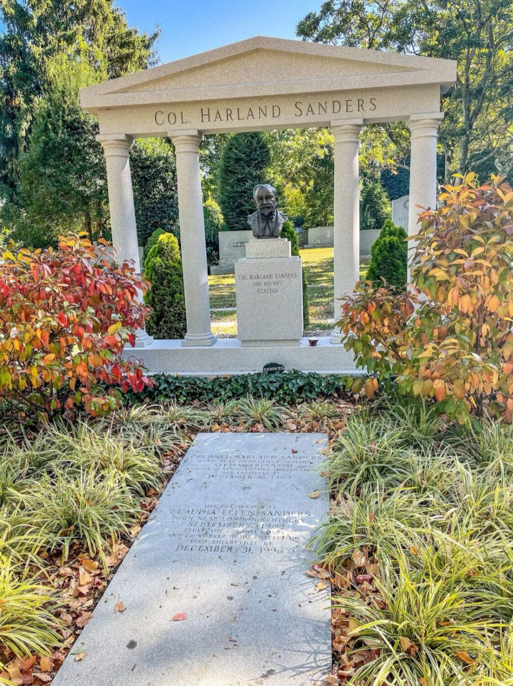 Colonel Sanders Grave at Cave Hill Cemetery in Louisville, Kentucky