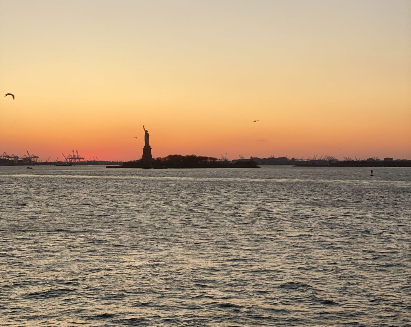 Statue of Liberty at sunset, New York City